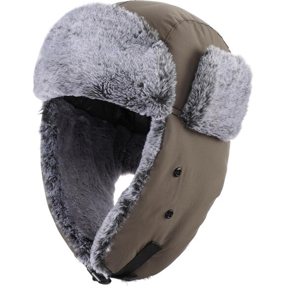 Water Repellent Trapper Hat for Men Women with Face Mask for Cold Weather - Picture 2 of 7